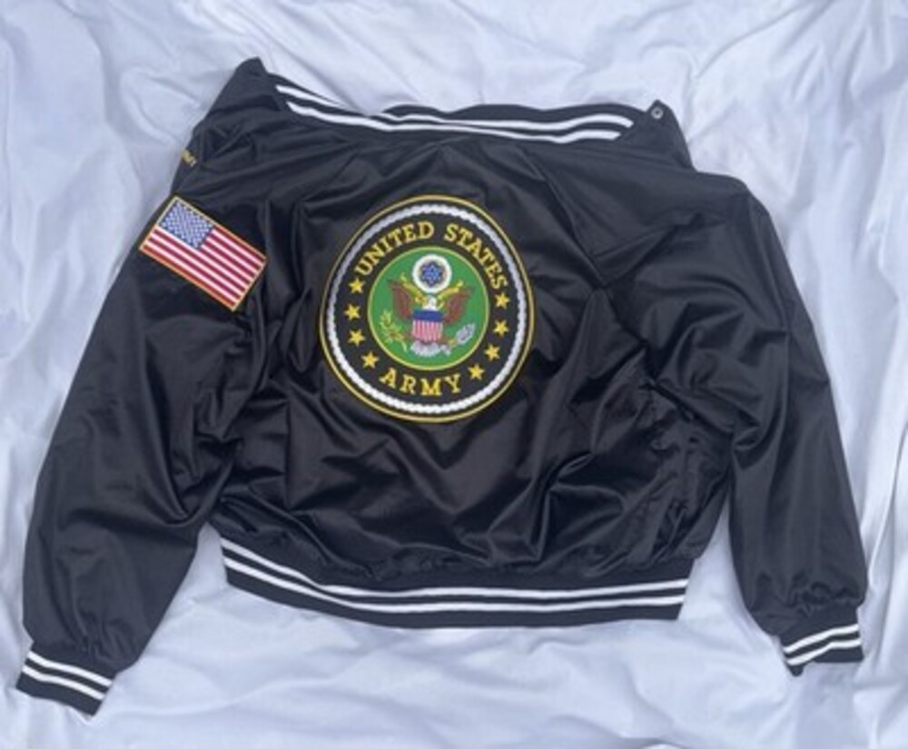 Vintage Augusta bomber jacket Men's Black U.S. Army USA Flag XL